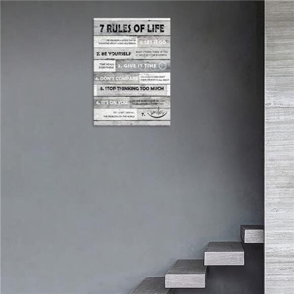 Inspirational Wall Art Motivational Quotes 7 Rules of Life Canvas Prints Wooden - Picture 5 of 6